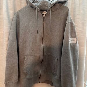 Branded Grey Zip-Up Hoodie Jacket